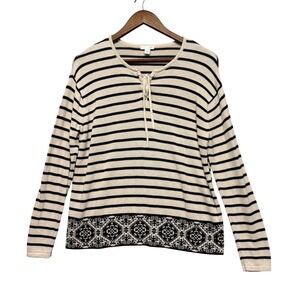 J. Jill Sweater Top Womens S Navy Striped Pullover Nautical Minimalist Coastal